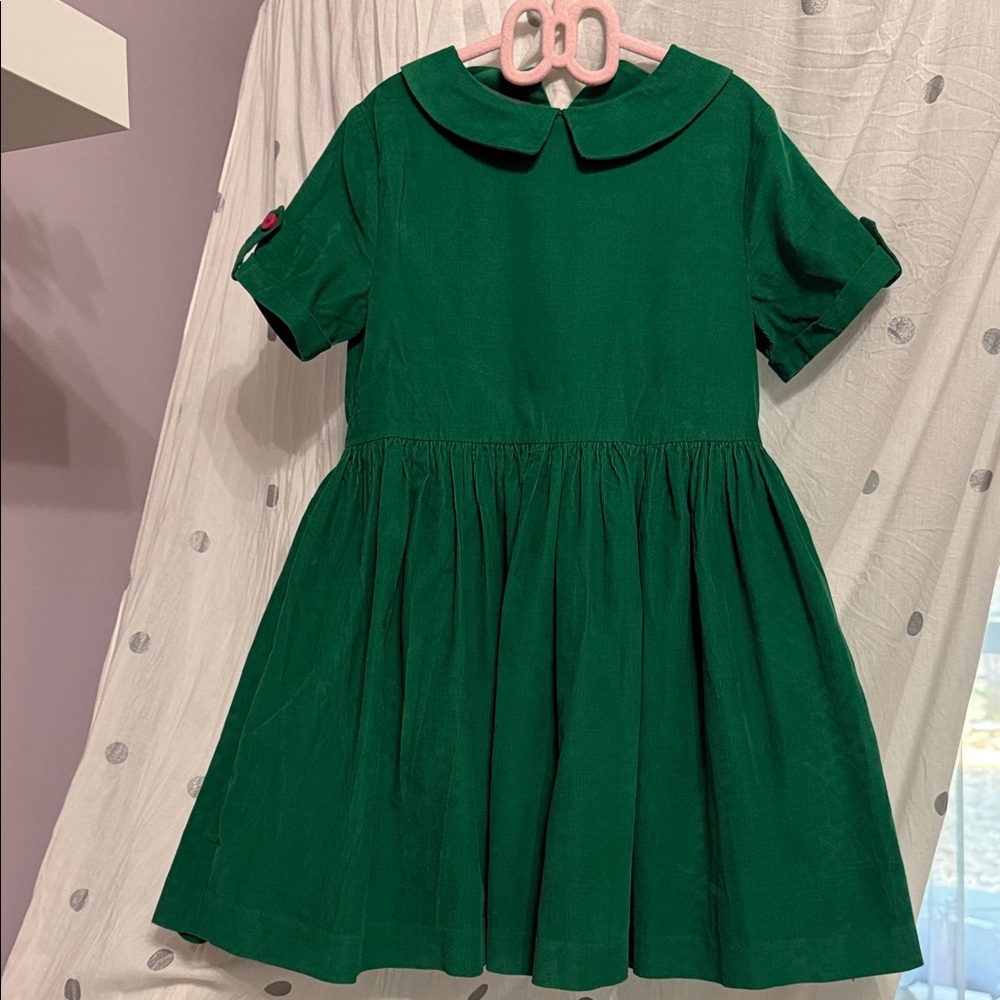 Jacadi Velvet Green Peter Pan Collar Dress
